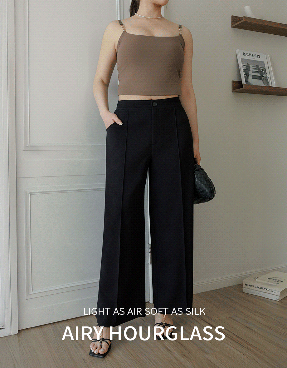 AIRY HOURGLASS Relaxed Fit Wide Leg Pants with Seam Detail